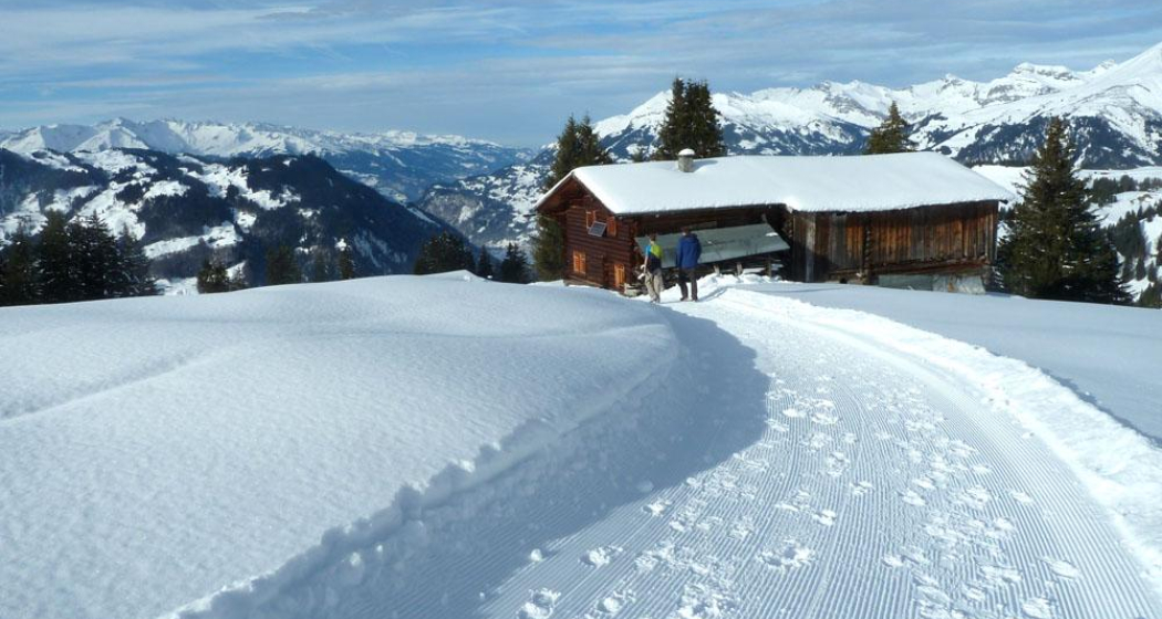 Unterwegs an der Wintersonne oberhalb Tratza Unterwegs an der Wintersonne oberhalb Tratza
