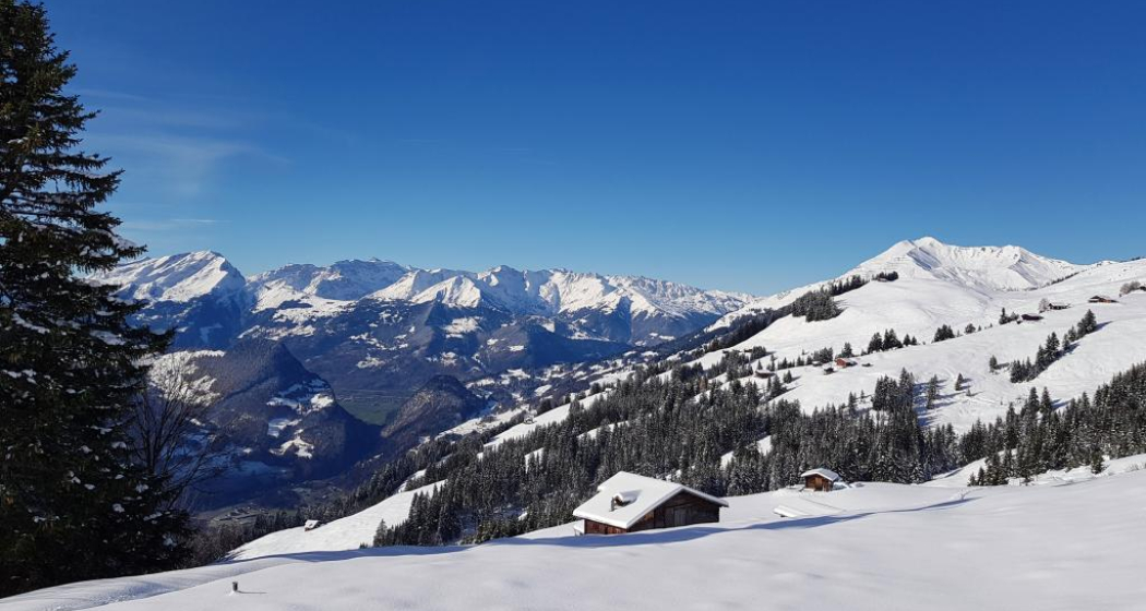 Blick Richtung Calanda / Bündner Rheintal. Blick Richtung Calanda / Bündner Rheintal.