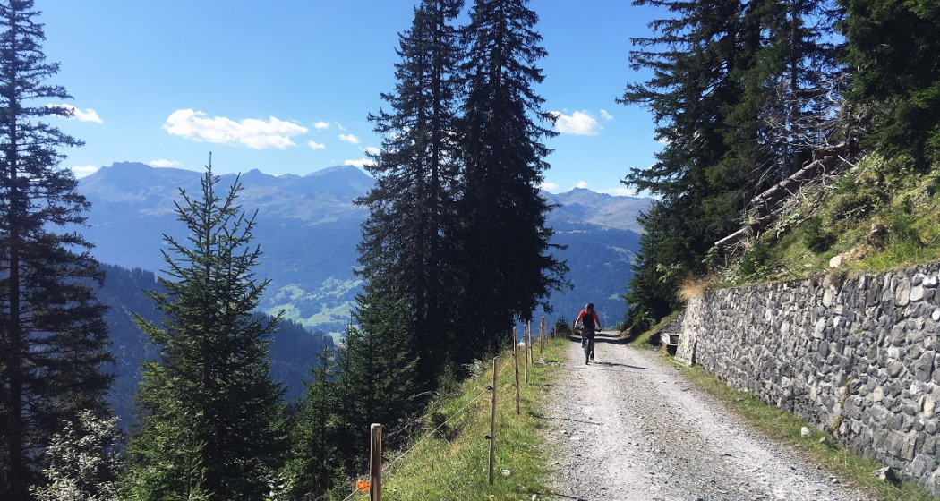 Aufstieg auf der Alpstrasse ab Boden Richtung Alp Valpun Aufstieg auf der Alpstrasse ab Boden Richtung Alp Valpun