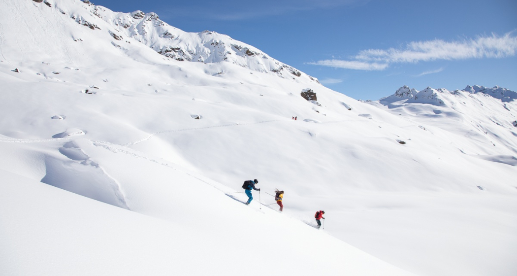 Fantastische Abfahrt vom Bügellift Madrisa in Richtung Aufstieg zum Schlappiner Joch Fantastische Abfahrt vom Bügellift Madrisa in Richtung Aufstieg zum Schlappiner Joch