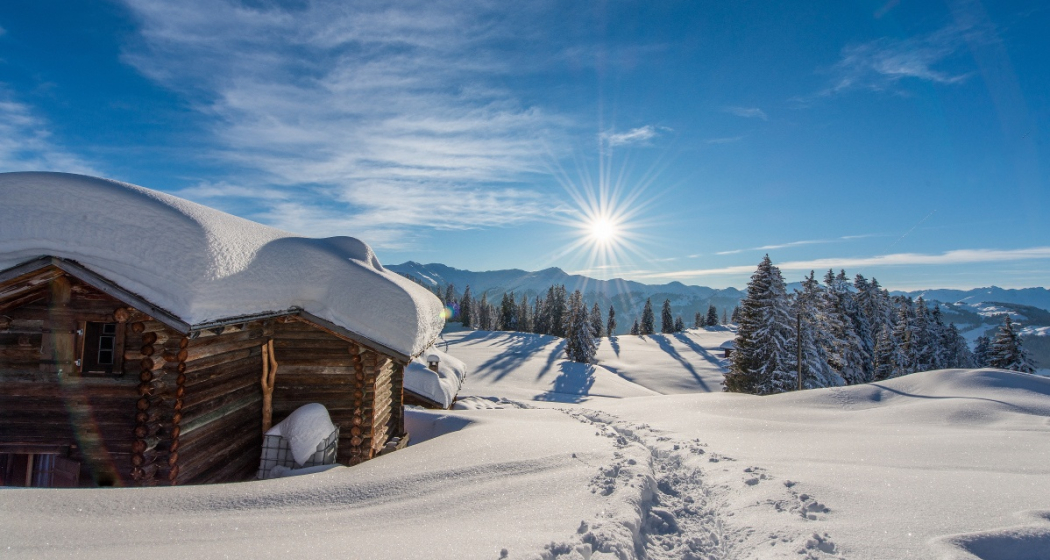 Tief versschneite Winterlandschaft