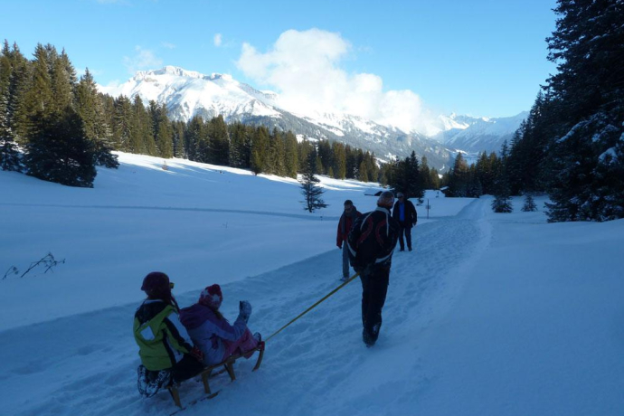 Abwärts auch mit dem Schlitten...