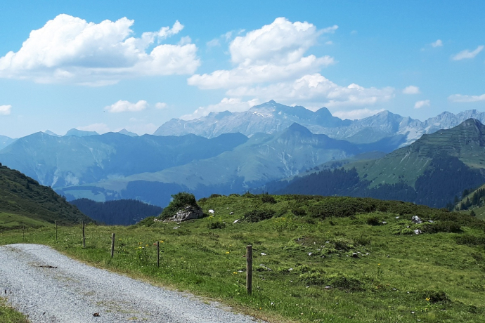 Weiter Blick übers Chüenihorn, Girenspitz bis zum Gipfel der Schesaplana
