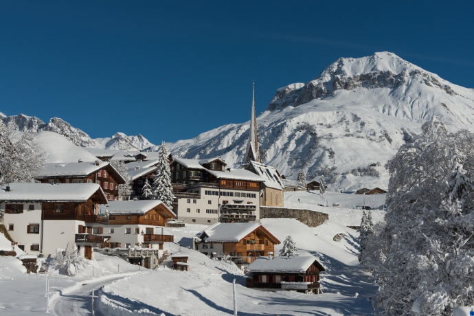 The mountaineering village in winter dress